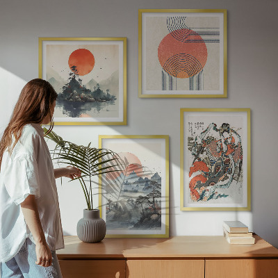 Composição de quadros Paisagens asiáticas japandi