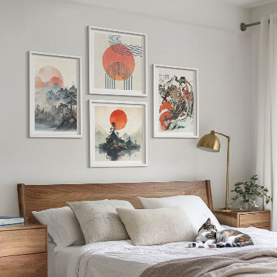 Composição de quadros Paisagens asiáticas japandi