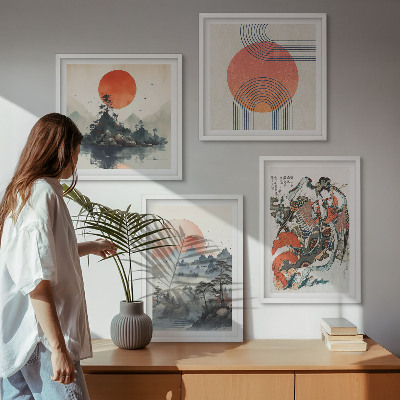 Composição de quadros Paisagens asiáticas japandi