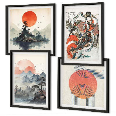 Composição de quadros Paisagens asiáticas japandi