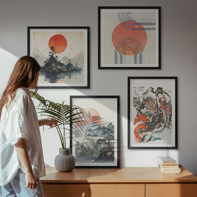 Composição de quadros Paisagens asiáticas japandi