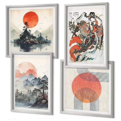Composição de quadros Paisagens asiáticas japandi