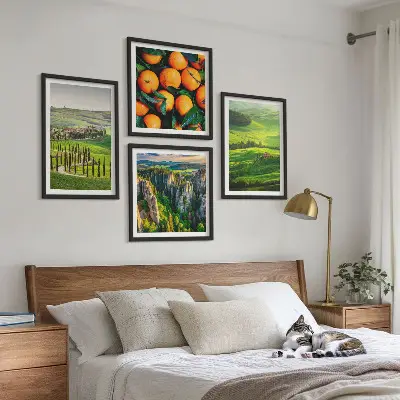 Políptico com moldura paisagem de laranjas na zona rural italiana