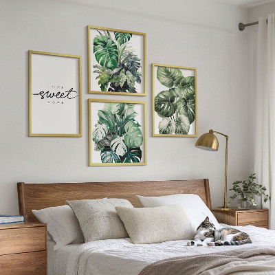 Políptico com moldura Plantas Verdes Doces para Casa
