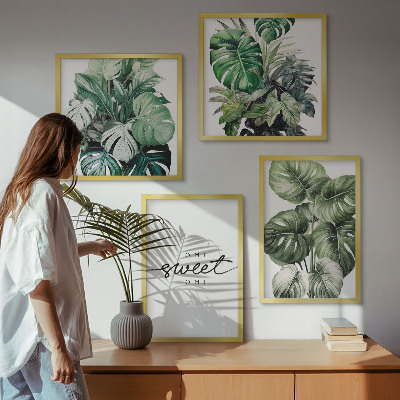 Políptico com moldura Plantas Verdes Doces para Casa