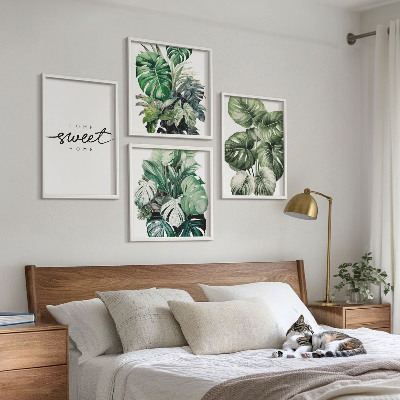 Políptico com moldura Plantas Verdes Doces para Casa