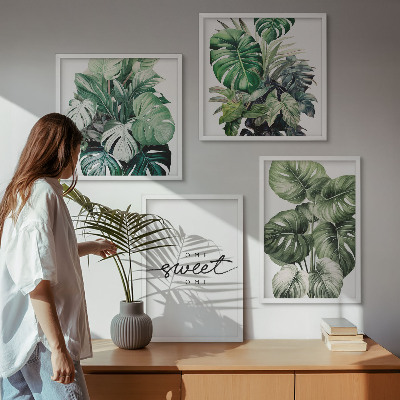 Políptico com moldura Plantas Verdes Doces para Casa