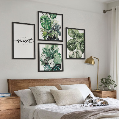 Políptico com moldura Plantas Verdes Doces para Casa
