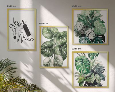 Conjunto de 4 quadros com moldura Folhas verdes da planta do vinho