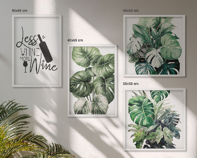 Conjunto de 4 quadros com moldura Folhas verdes da planta do vinho
