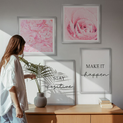 Composição de quadros Flores rosa minimalistas