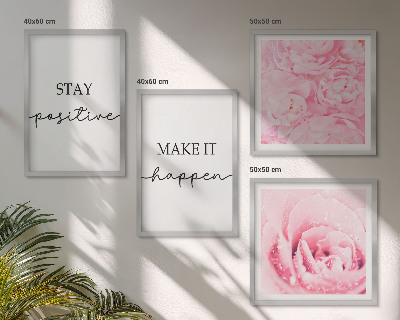 Composição de quadros Flores rosa minimalistas