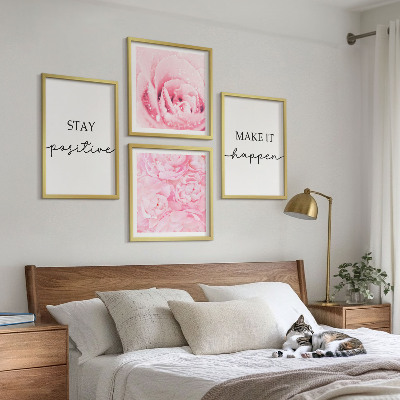 Composição de quadros Flores rosa minimalistas