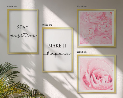 Composição de quadros Flores rosa minimalistas