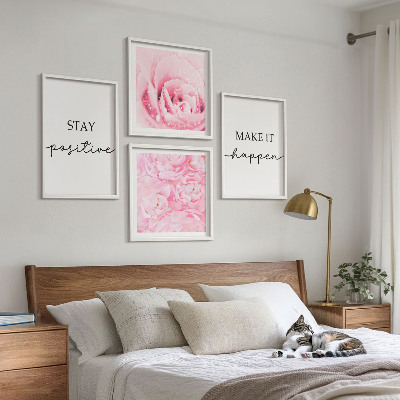 Composição de quadros Flores rosa minimalistas