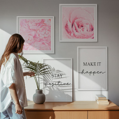 Composição de quadros Flores rosa minimalistas