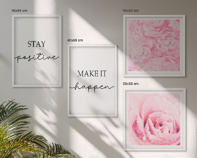 Composição de quadros Flores rosa minimalistas