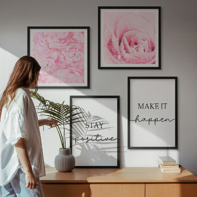 Composição de quadros Flores rosa minimalistas