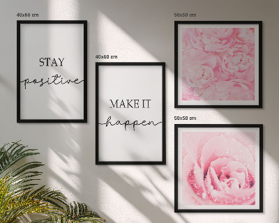 Composição de quadros Flores rosa minimalistas