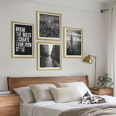 Conjunto de 4 quadros com moldura Ruas da cidade em preto e branco: inspiração