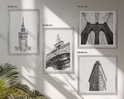 Políptico com moldura Arquitetura minimalismo em preto e branco