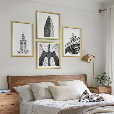 Políptico com moldura Arquitetura minimalismo em preto e branco