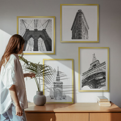 Políptico com moldura Arquitetura minimalismo em preto e branco