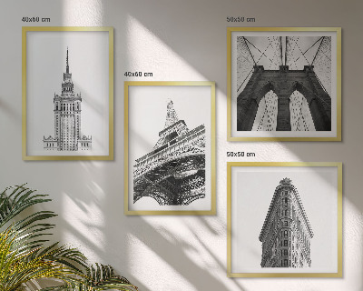 Políptico com moldura Arquitetura minimalismo em preto e branco