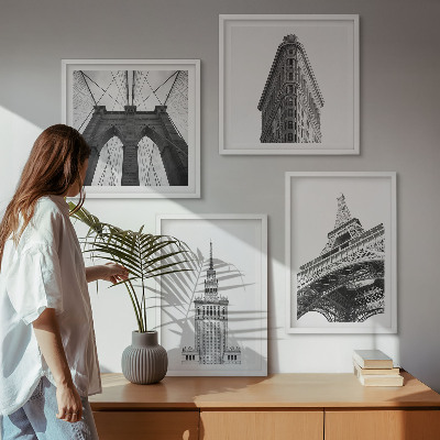Políptico com moldura Arquitetura minimalismo em preto e branco