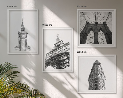 Políptico com moldura Arquitetura minimalismo em preto e branco