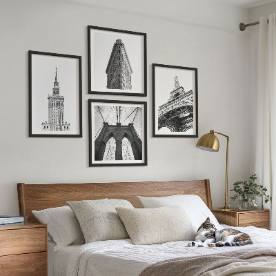 Políptico com moldura Arquitetura minimalismo em preto e branco