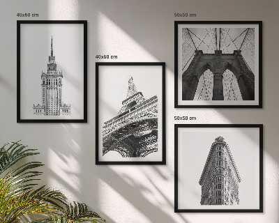 Políptico com moldura Arquitetura minimalismo em preto e branco