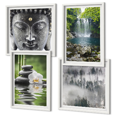 Composição de quadros Harmonia da natureza, pedras, água, Buda