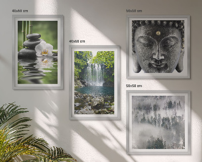 Composição de quadros Harmonia da natureza, pedras, água, Buda