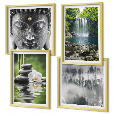 Composição de quadros Harmonia da natureza, pedras, água, Buda