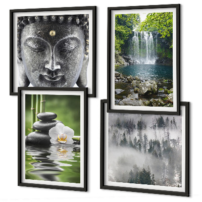 Composição de quadros Harmonia da natureza, pedras, água, Buda