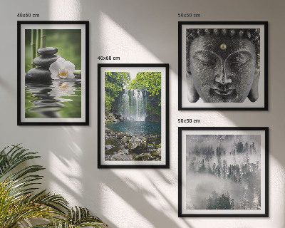 Composição de quadros Harmonia da natureza, pedras, água, Buda