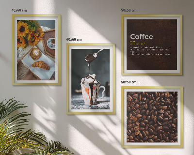 Políptico com moldura grãos de café para o café da manhã italiano