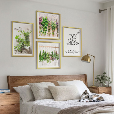 Composição de quadros Tema de cozinha com ervas secas