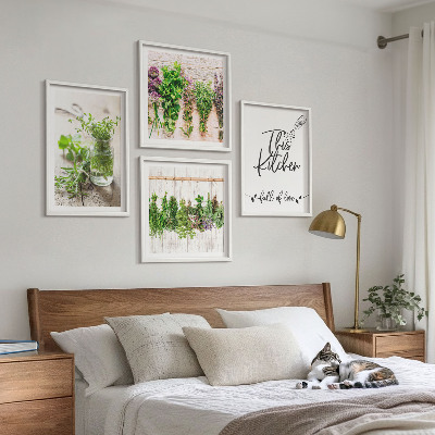 Composição de quadros Tema de cozinha com ervas secas