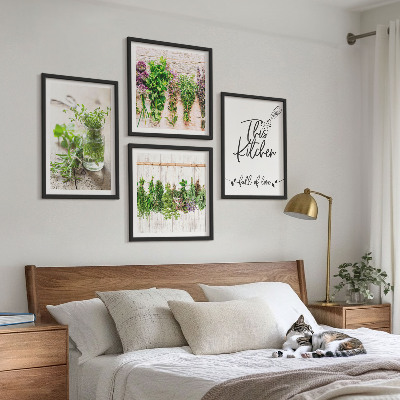 Composição de quadros Tema de cozinha com ervas secas