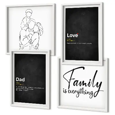 Composição de quadros com desenhos de linha com o tema definições de amor sobre família