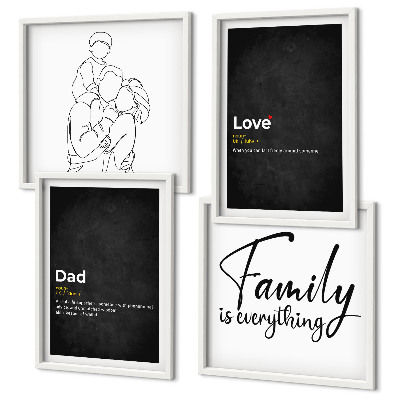 Composição de quadros Definições de amor em desenhos de linha sobre família