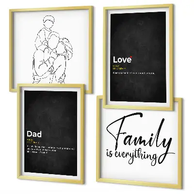 Composição de quadros com desenhos de linha com o tema definições de amor sobre família