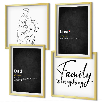 Composição de quadros Definições de amor em desenhos de linha sobre família