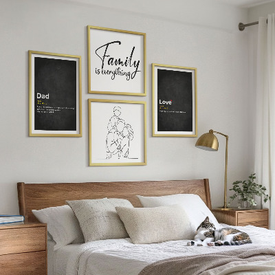 Composição de quadros Definições de amor em desenhos de linha sobre família