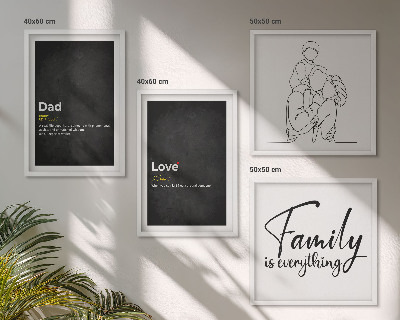 Composição de quadros Definições de amor em desenhos de linha sobre família