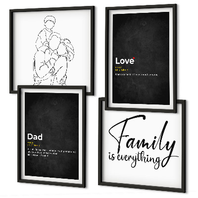 Composição de quadros Definições de amor em desenhos de linha sobre família