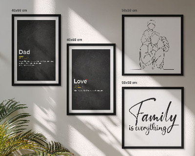 Composição de quadros Definições de amor em desenhos de linha sobre família