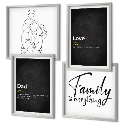 Composição de quadros Definições de amor em desenhos de linha sobre família